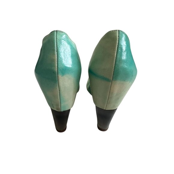 KENZO Blue Ombre Leather Lucite Wedges Size 7 / 37 - Picture 4 of 13